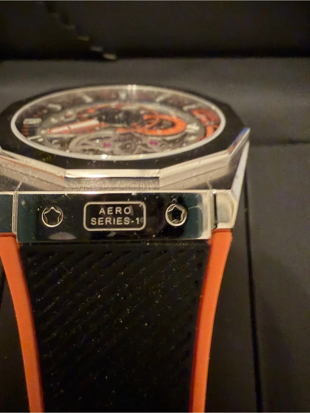 Noda Men's Skeleton Sport Watch in Black and Orange. New without tags.
